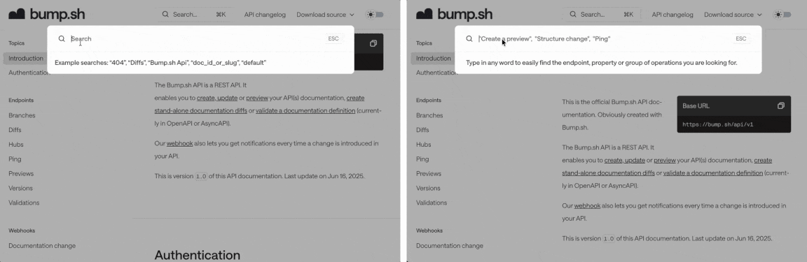 Comparison between the new search and the old search