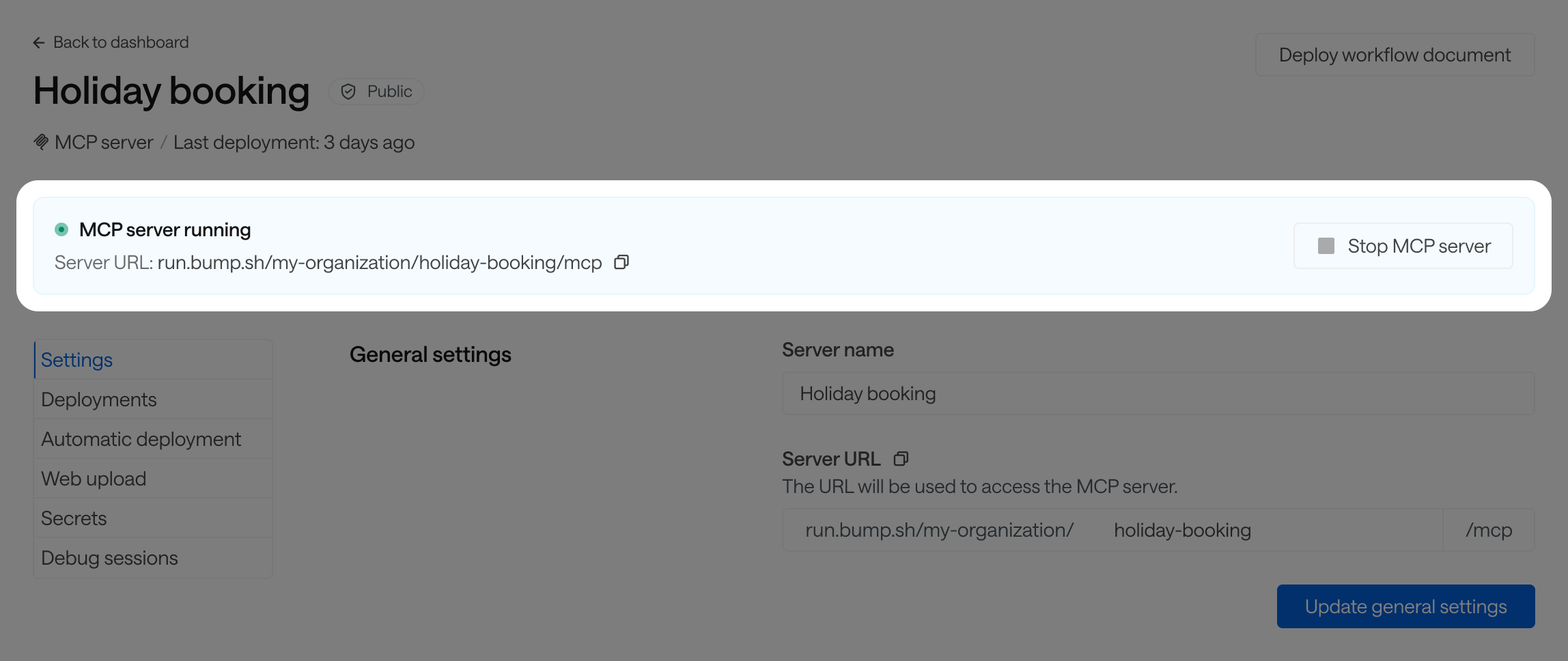 MCP server status module